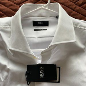 Hugo Boss Shirt Men's 17 1/2, 34/35 White, long sleeve sharp fit, NEW WITH TAG
